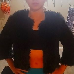 Faux fur crop jacket